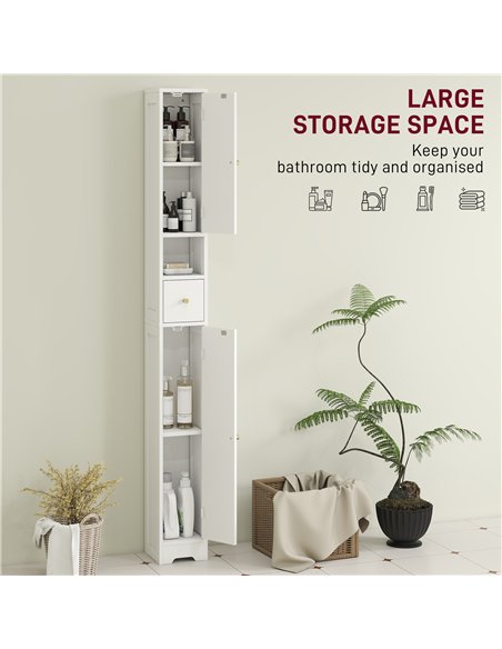 HOMCOM 185 cm Tall Bathroom Cabinet with Arched Doors - White - pic 167629 | FastDaddyshop