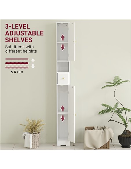 HOMCOM 185 cm Tall Bathroom Cabinet with Arched Doors - White - pic 167630 | FastDaddyshop