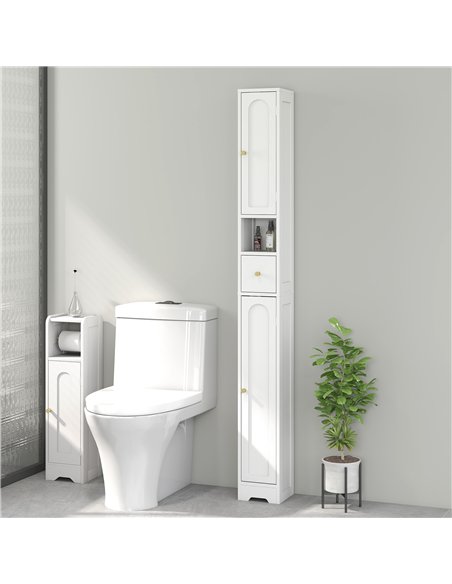 HOMCOM 185 cm Tall Bathroom Cabinet with Arched Doors - White - pic 167633 | FastDaddyshop