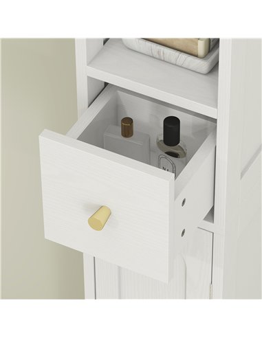 HOMCOM 185 cm Tall Bathroom Cabinet with Arched Doors - White