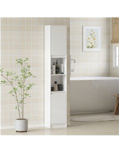 HOMCOM Narrow Bathroom Cabinet, Slim Bathroom Storage Unit with Open Compartment, Freestanding Storage Cupboard with Adjustable  2