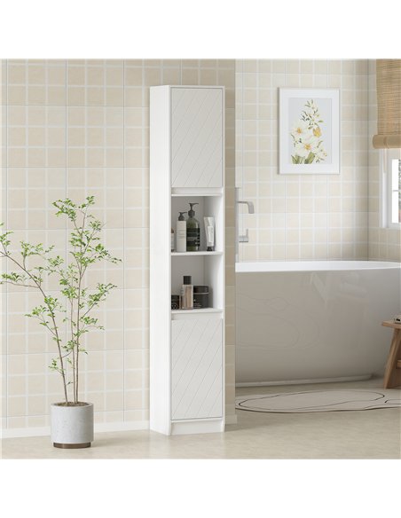 HOMCOM Narrow Bathroom Cabinet, Slim Bathroom Storage Unit with Open Compartment, Freestanding Storage Cupboard with Adjustable  - pic 167645 | FastDaddyshop