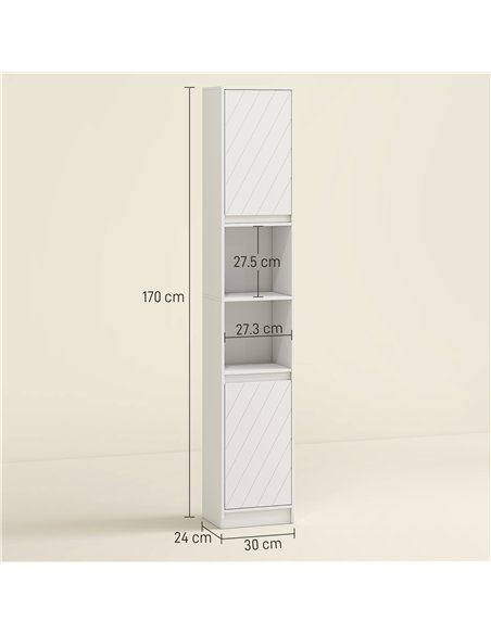 HOMCOM Narrow Bathroom Cabinet, Slim Bathroom Storage Unit with Open Compartment, Freestanding Storage Cupboard with Adjustable  - pic 167646 | FastDaddyshop