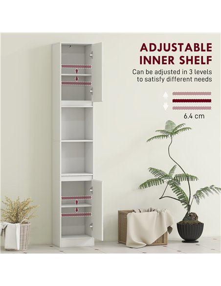 HOMCOM Narrow Bathroom Cabinet, Slim Bathroom Storage Unit with Open Compartment, Freestanding Storage Cupboard with Adjustable  - pic 167649 | FastDaddyshop
