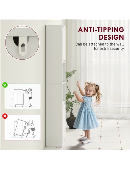 HOMCOM Narrow Bathroom Cabinet, Slim Bathroom Storage Unit with Open Compartment, Freestanding Storage Cupboard with Adjustable  - pic 167650 | FastDaddyshop