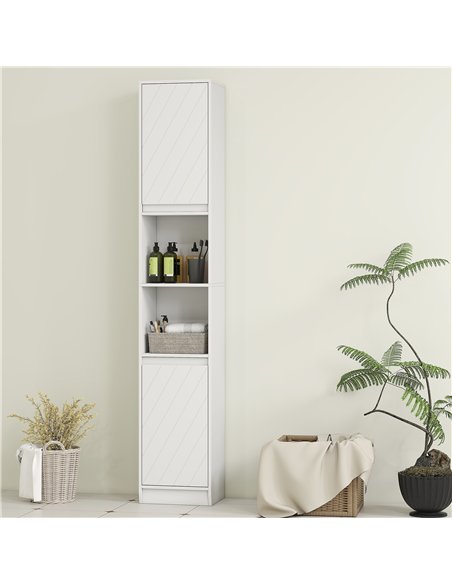 HOMCOM Narrow Bathroom Cabinet, Slim Bathroom Storage Unit with Open Compartment, Freestanding Storage Cupboard with Adjustable  - pic 167651 | FastDaddyshop