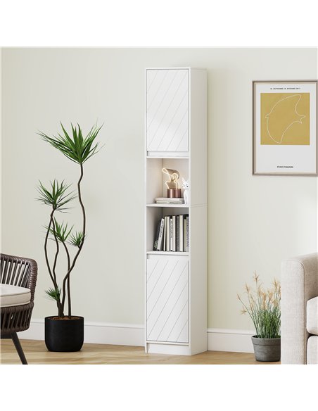 HOMCOM Narrow Bathroom Cabinet, Slim Bathroom Storage Unit with Open Compartment, Freestanding Storage Cupboard with Adjustable  - pic 167652 | FastDaddyshop