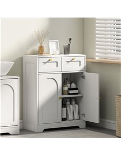 HOMCOM Bathroom Floor Cabinet with 2 Drawers - White 2