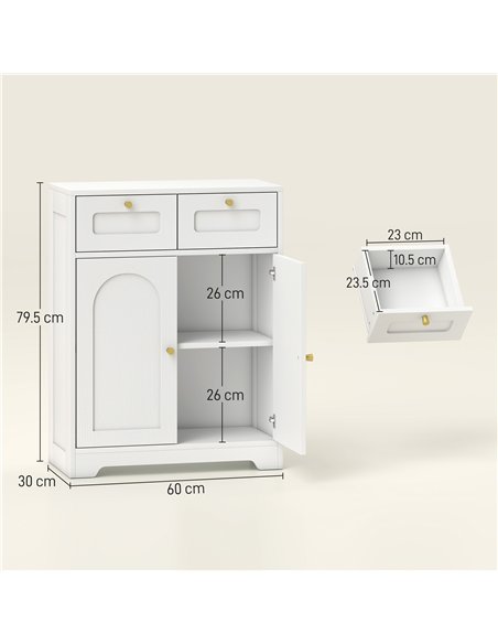 HOMCOM Bathroom Floor Cabinet with 2 Drawers - White - pic 167655 | FastDaddyshop