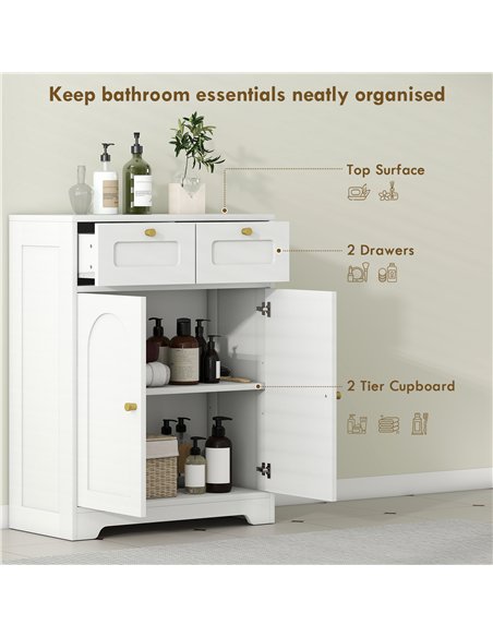 HOMCOM Bathroom Floor Cabinet with 2 Drawers - White - pic 167656 | FastDaddyshop