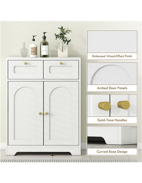 HOMCOM Bathroom Floor Cabinet with 2 Drawers - White - pic 167658 | FastDaddyshop