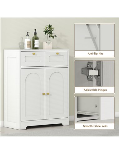 HOMCOM Bathroom Floor Cabinet with 2 Drawers - White