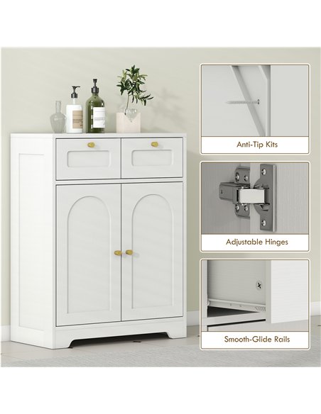 HOMCOM Bathroom Floor Cabinet with 2 Drawers - White - pic 167659 | FastDaddyshop