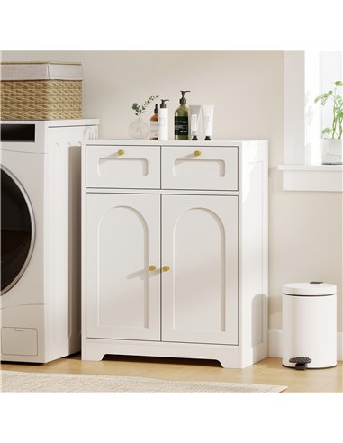 HOMCOM Bathroom Floor Cabinet with 2 Drawers - White