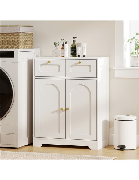 HOMCOM Bathroom Floor Cabinet with 2 Drawers - White - pic 167660 | FastDaddyshop