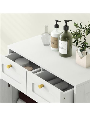 HOMCOM Bathroom Floor Cabinet with 2 Drawers - White