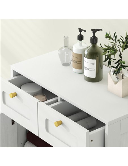 HOMCOM Bathroom Floor Cabinet with 2 Drawers - White - pic 167661 | FastDaddyshop