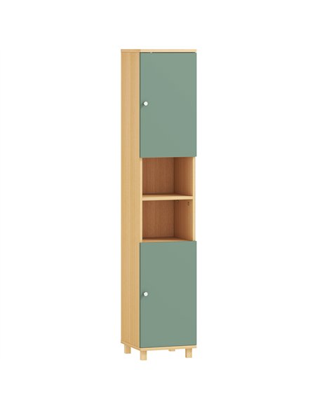 HOMCOM Bathroom Cabinet with Adjustable Shelves and Open Shelves - Green - pic 167662 | FastDaddyshop