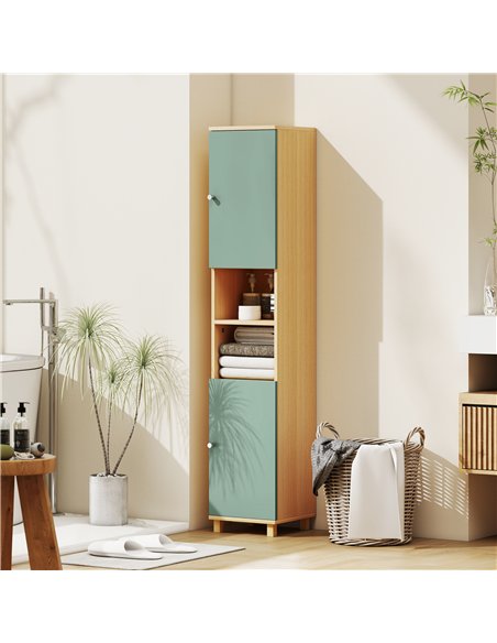 HOMCOM Bathroom Cabinet with Adjustable Shelves and Open Shelves - Green - pic 167663 | FastDaddyshop