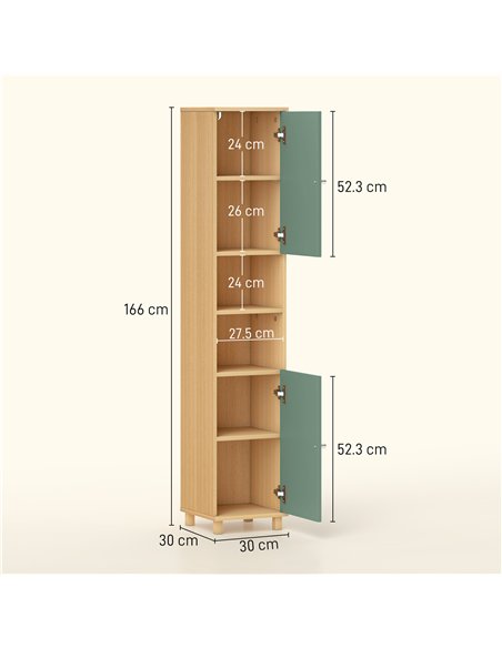 HOMCOM Bathroom Cabinet with Adjustable Shelves and Open Shelves - Green - pic 167664 | FastDaddyshop