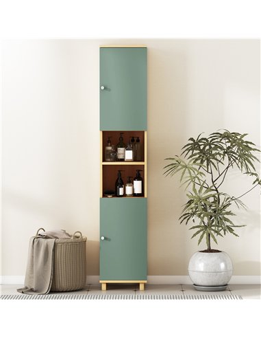 HOMCOM Bathroom Cabinet with Adjustable Shelves and Open Shelves - Green