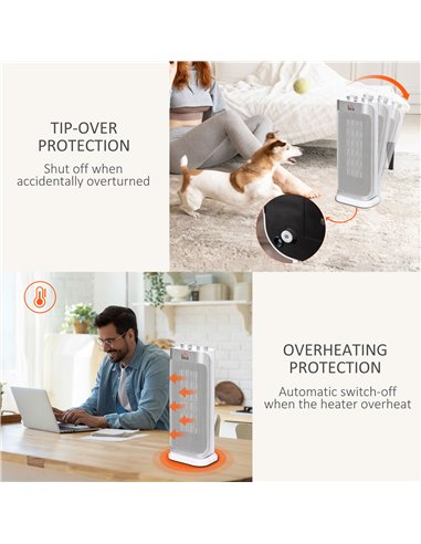 Homcom Oscillating Ceramic Heater with Adjustable Modes 1000W / 2000W