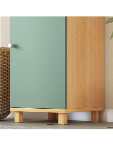 HOMCOM Bathroom Cabinet with Adjustable Shelves and Open Shelves - Green