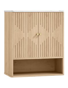 HOMCOM Bathroom Wall Cabinet with Adjustable Shelf - Oak