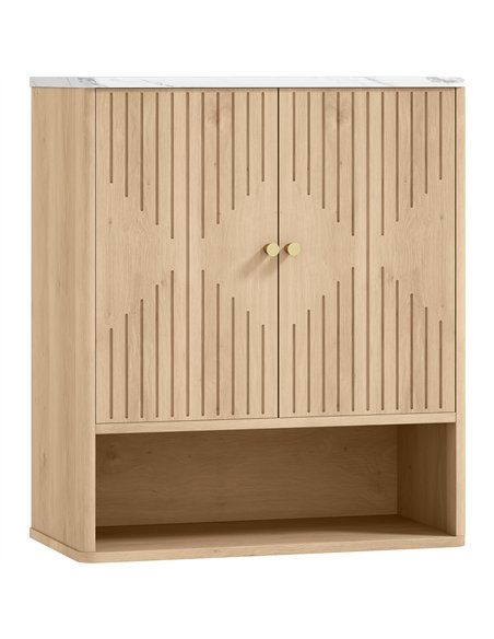 HOMCOM Bathroom Wall Cabinet with Adjustable Shelf - Oak - pic 167671 | FastDaddyshop