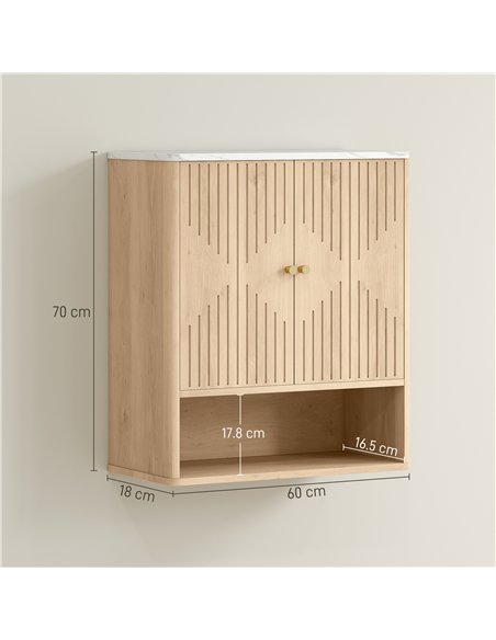 HOMCOM Bathroom Wall Cabinet with Adjustable Shelf - Oak - pic 167673 | FastDaddyshop