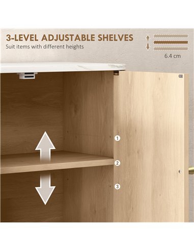 HOMCOM Bathroom Wall Cabinet with Adjustable Shelf - Oak