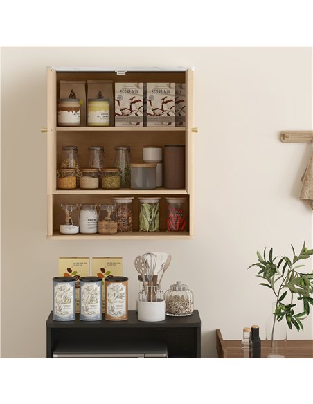 HOMCOM Bathroom Wall Cabinet with Adjustable Shelf - Oak - pic 167677 | FastDaddyshop