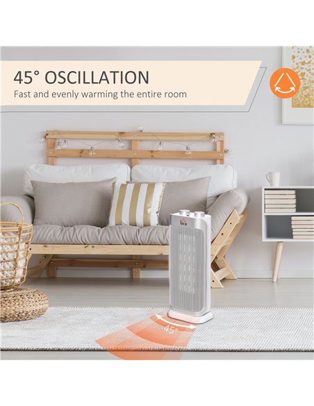 Homcom Oscillating Ceramic Heater with Adjustable Modes 1000W / 2000W - pic 16768 | FastDaddyshop