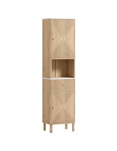 HOMCOM Slim Bathroom Cabinet with Silent Drawer Rail for Scandinavian, Japanese Styles - Wood-Effect