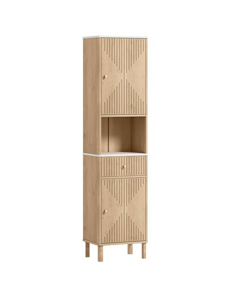 HOMCOM Slim Bathroom Cabinet with Silent Drawer Rail for Scandinavian, Japanese Styles - Wood-Effect - pic 167680 | FastDaddyshop