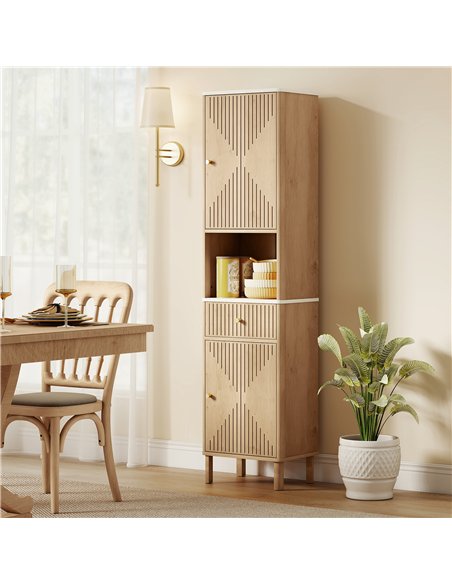 HOMCOM Slim Bathroom Cabinet with Silent Drawer Rail for Scandinavian, Japanese Styles - Wood-Effect - pic 167688 | FastDaddyshop