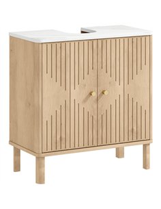HOMCOM Under Sink Bathroom Cabinet for Basin without or with Pedestal - Oak