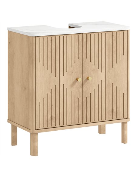 HOMCOM Under Sink Bathroom Cabinet for Basin without or with Pedestal - Oak - pic 167689 | FastDaddyshop