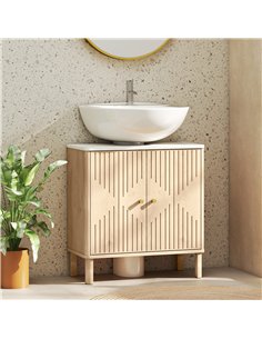 HOMCOM Under Sink Bathroom Cabinet for Basin without or with Pedestal - Oak 2