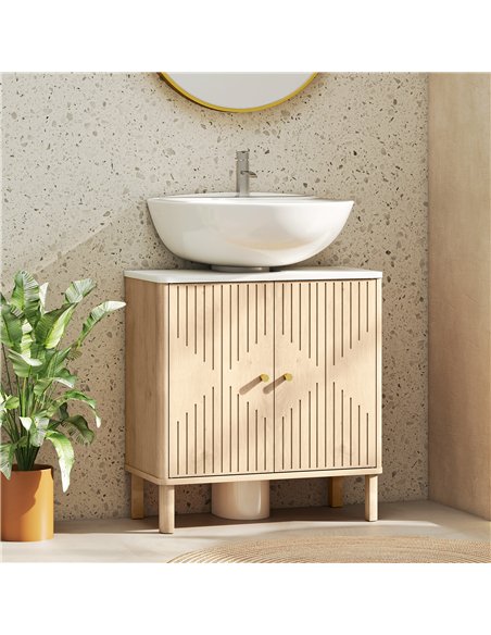 HOMCOM Under Sink Bathroom Cabinet for Basin without or with Pedestal - Oak - pic 167690 | FastDaddyshop