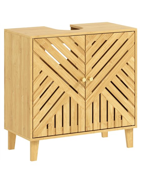 HOMCOM Bamboo Bathroom Under Sink Cabinet with Adjustable Shelf for Basin without Pedestal - Natural - pic 167707 | FastDaddyshop