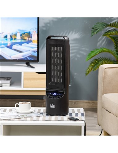 Homcom Ceramic Tower Heater with 45° Oscillation, Remote Control, Timer, Black