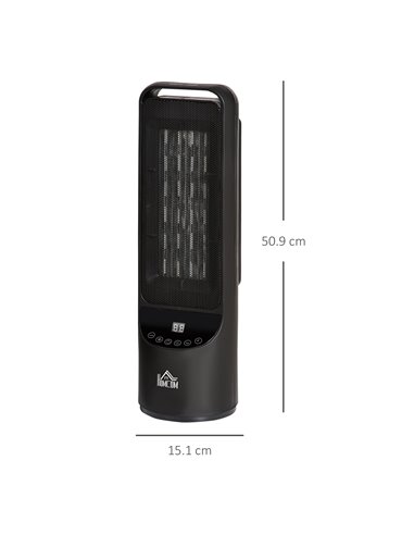 Homcom Ceramic Tower Heater with 45° Oscillation, Remote Control, Timer, Black