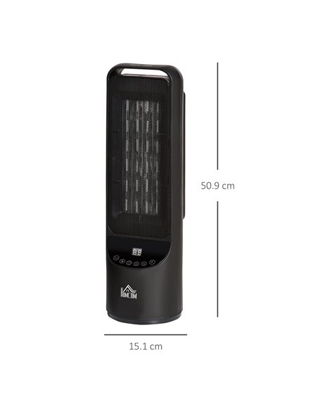 Homcom Ceramic Tower Heater with 45° Oscillation, Remote Control, Timer, Black - pic 16773 | FastDaddyshop