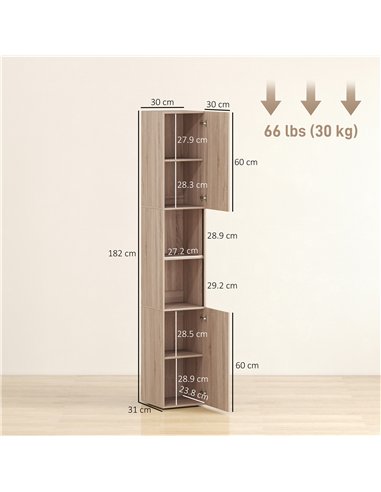 HOMCOM 6-Tier Tall Bathroom Cabinet - Natural