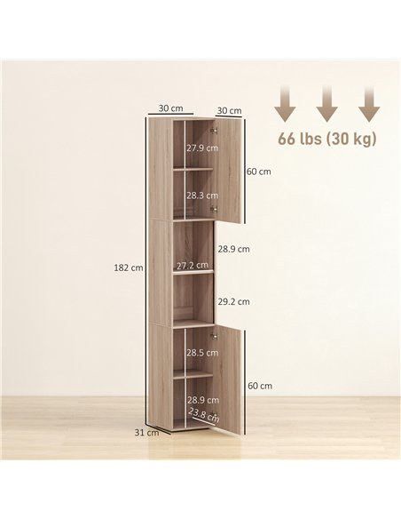 HOMCOM 6-Tier Tall Bathroom Cabinet - Natural - pic 167736 | FastDaddyshop