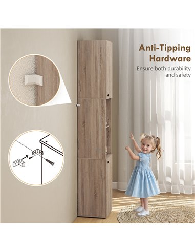 HOMCOM 6-Tier Tall Bathroom Cabinet - Natural