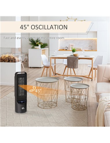 Homcom Ceramic Tower Heater with 45° Oscillation, Remote Control, Timer, Black