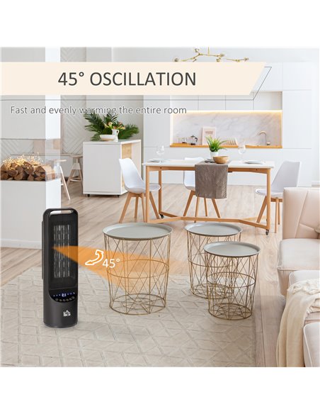 Homcom Ceramic Tower Heater with 45° Oscillation, Remote Control, Timer, Black - pic 16774 | FastDaddyshop