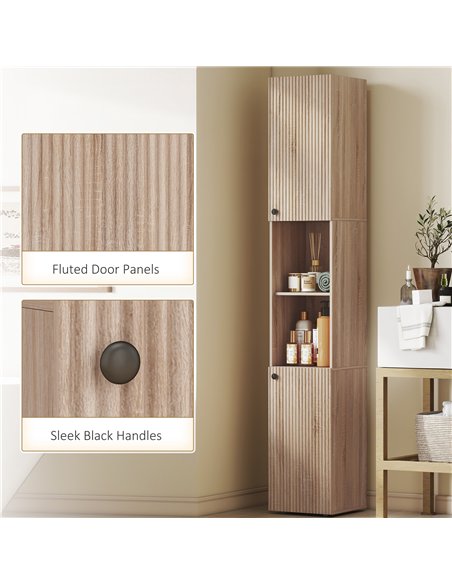 HOMCOM 6-Tier Tall Bathroom Cabinet - Natural - pic 167740 | FastDaddyshop